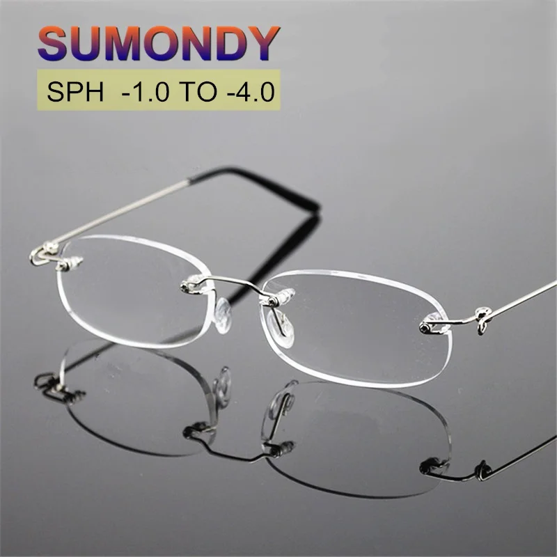 

SPH -1 -1.5 -2 -2.5 -3 -3.5 -4 Women Rimless Finished Myopia Glasses With Diopter Brand Designer Nearsighted Spectacles UF30