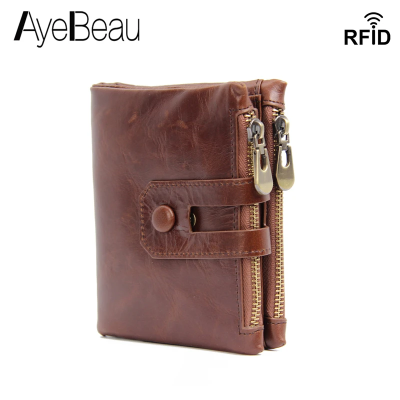 

Genuine Leather RFID Women Men Wallet Male Female Purse Coin For Money Bag Kashelek Walet Partmone Zipper Kashelki Vallet Klachi
