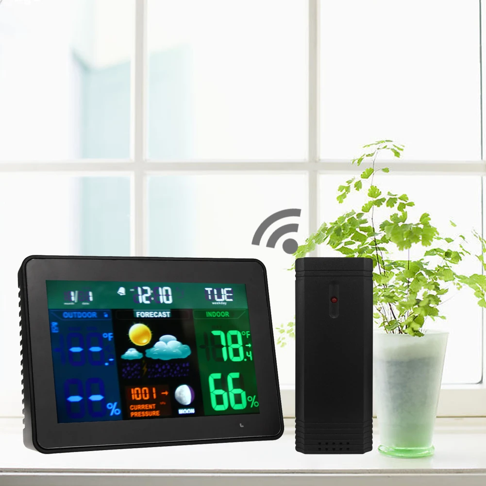

LED Back Light Wireless Color Weather Station With Forecast Temperature Humidity Indoor Outdoor Thermometer Hygrometerus