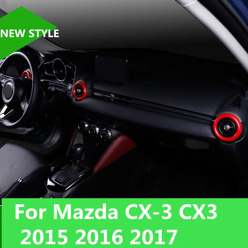 Car Air Condition Outlet Vent Frame Auto Decor Accssories carbon fiber Decorative circle For Mazda CX-3 CX3 2015 2016 2017 | Автомобили и