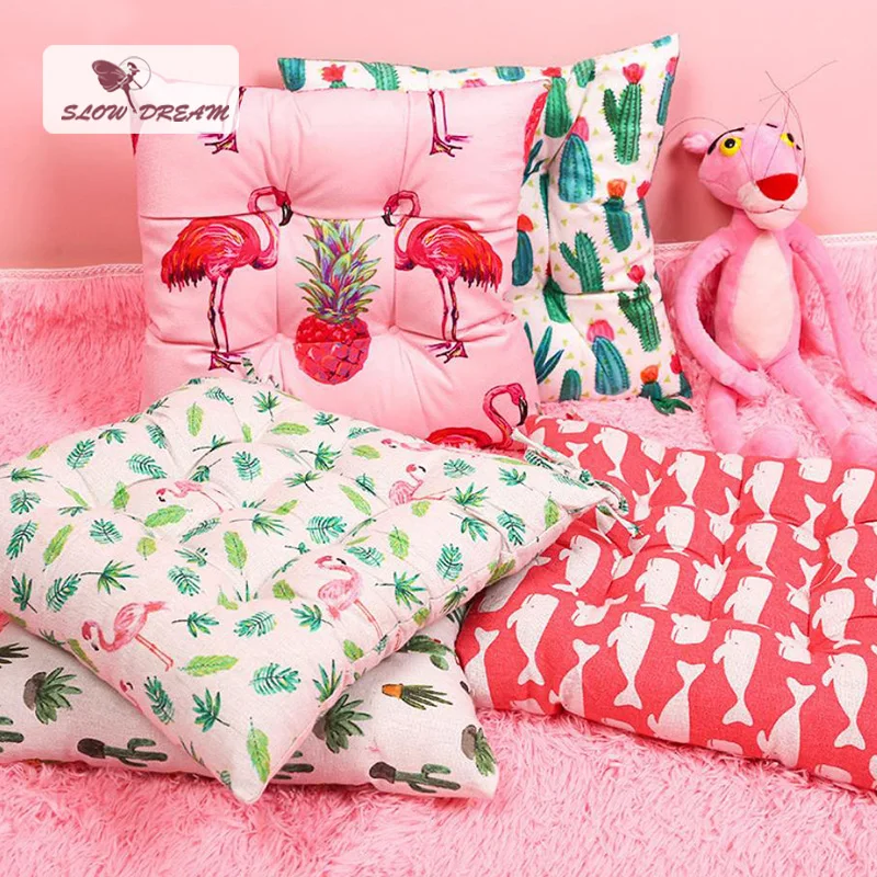 

Slow Dream Winter Seat Back Cushion Keep Worm Home Decorative Nordic Cartoon Flamingos Chairs Sofa Adult Child Pink Seat Cushion