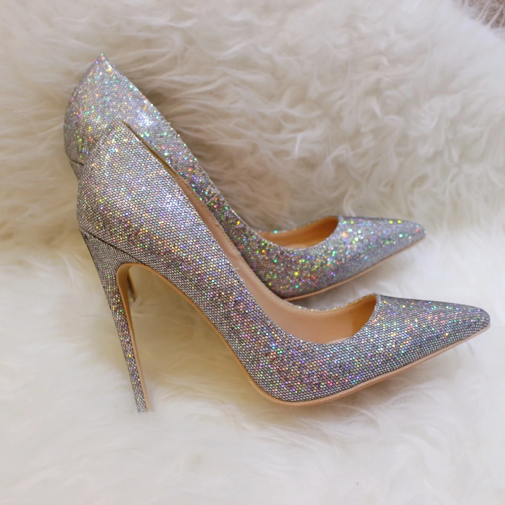 multicolor glitter pumps