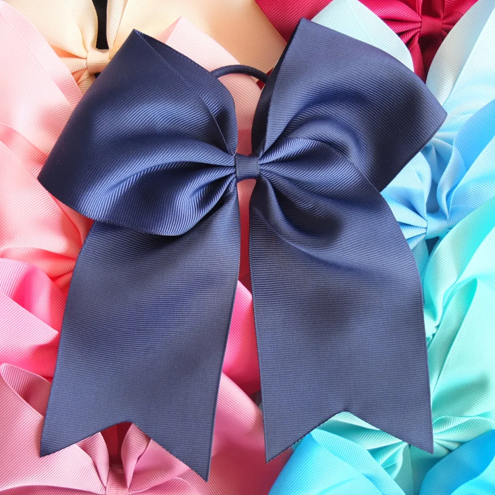 

24 Colors 8 inch Bows WITH Elalstic Loop leading Ponytail holder hair bow Bobble Baby Teen Girl Women Large Hair bow