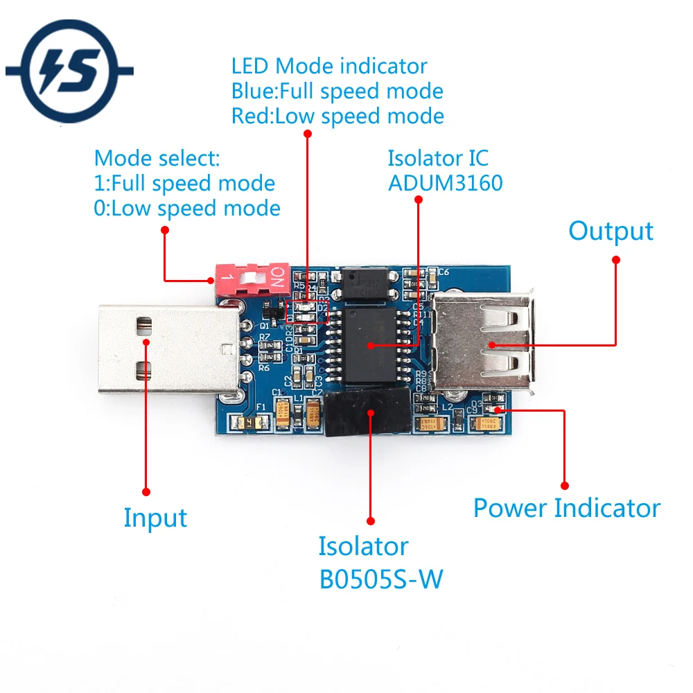 

ADUM3160 B0505S 1W 1500V USB to USB Voltage Isolator Module 12Mbps 1.5Mbps USB To USB