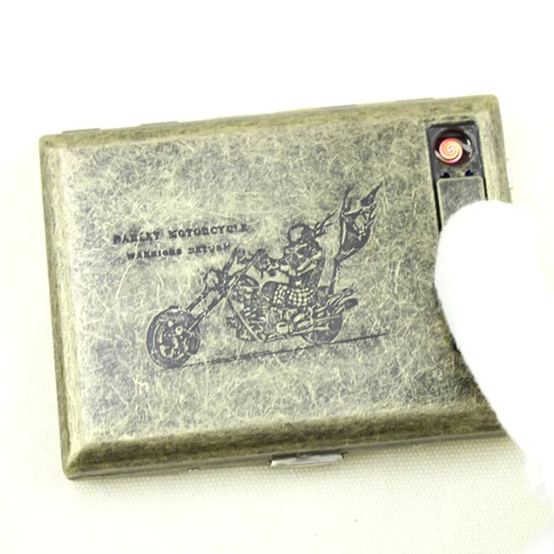 (20 палочек) Винтажный металлический чехол для электронной сигареты с USB зарядкой
