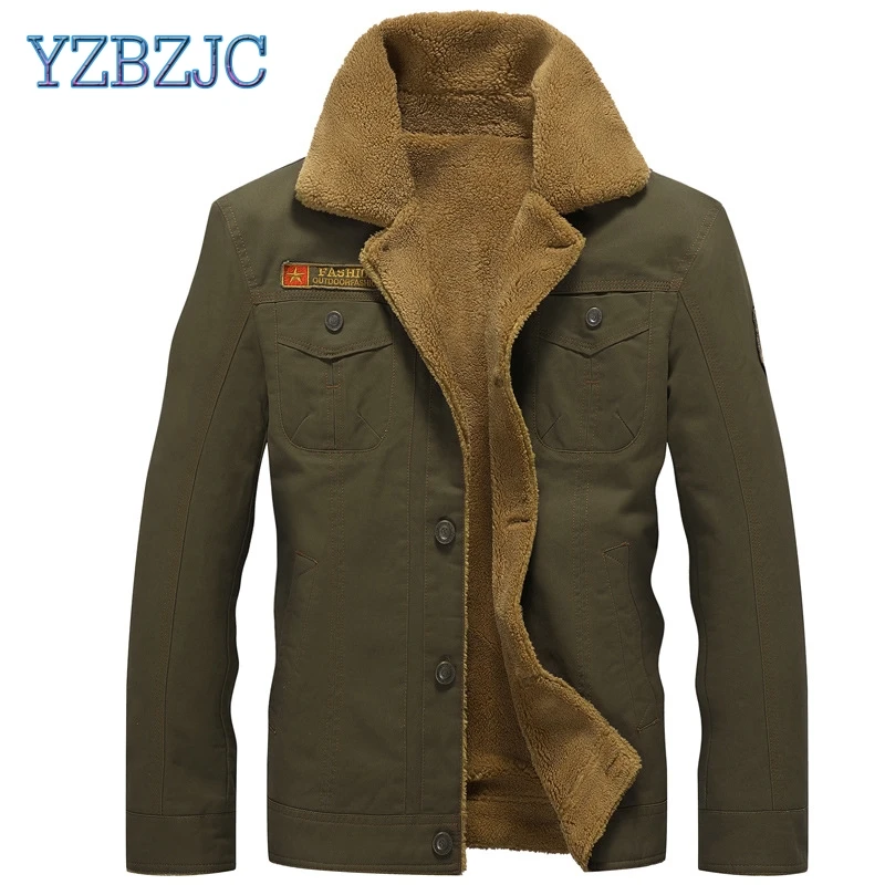 YZBZJC 2018 Winter Bomber Jacket Men Air Force Pilot MA1 Warm Male fur collar Mens Army Tactical Jackets Plus Size 5XL | Мужская одежда