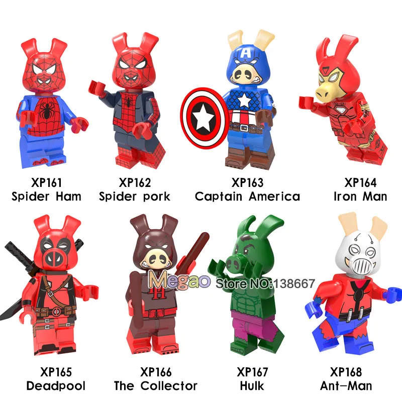 

ly Single Sale Spider-Ham Prowler Hampool Green Ham Iron Ham Ant-ham Deviled Ham Building Blocks Bricks Children Toys