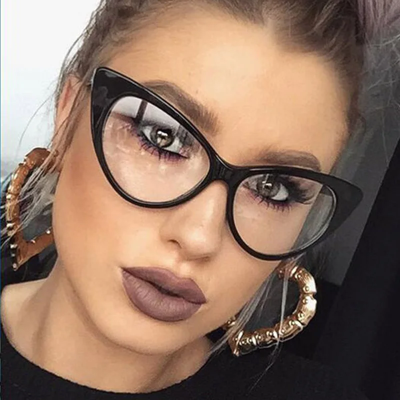 

2019 New Brand Designer Sexy Cat Eye Leopard Optical Glasses Women Transparent Eyewear Vintage Clear glasses W14