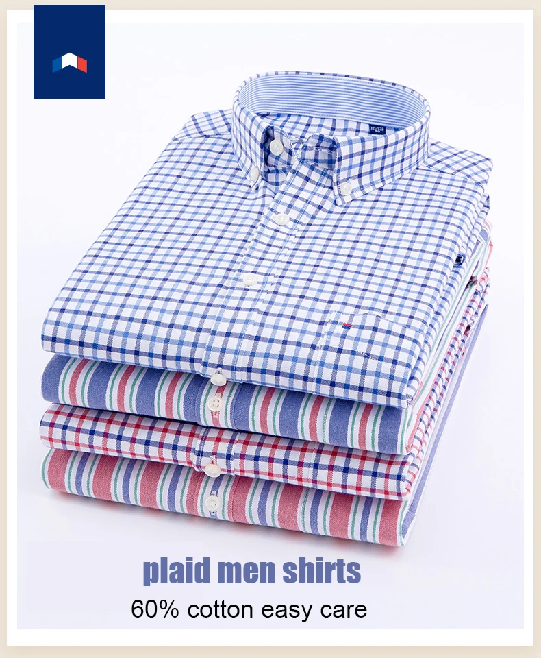 Мужская оксфордская Повседневная рубашка с длинным рукавом, приталенная Удобная рубашка в клетку, Мужская Высококачественная рубашка, брендовая одежда, приталенная рубашка