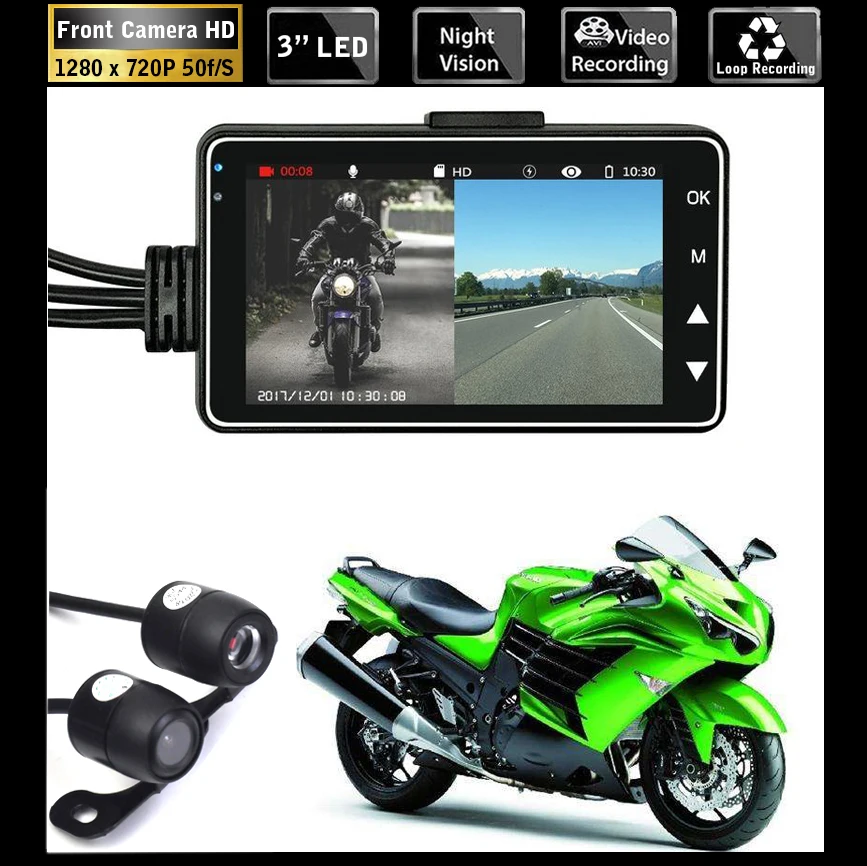 Prezzo HD Moto Macchina Fotografica Doppia DVR Motore Dash Cam con Speciale Dual track Anteriore Posteriore Registratore Moto Elettronica Moto Impermeabile