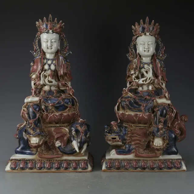 Ancient Antiques Chinese Blue and White Porcelain Manjusri sit | Дом и сад