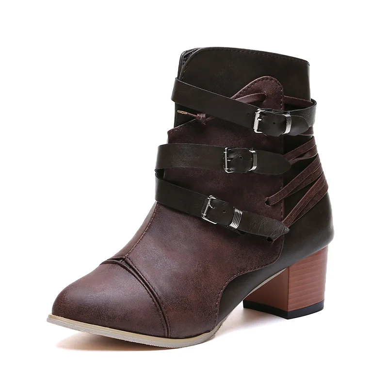 

2019 Europe and the United States new thick with the side pull foreign trade large size short boots ljj 0228