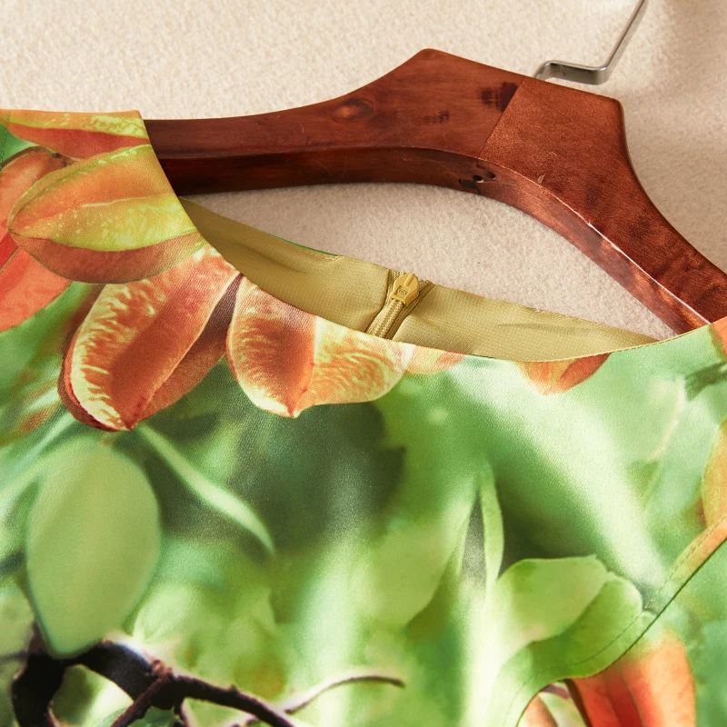 Женское платье с принтом O_neck облегающее коротким рукавом и фруктовым лето