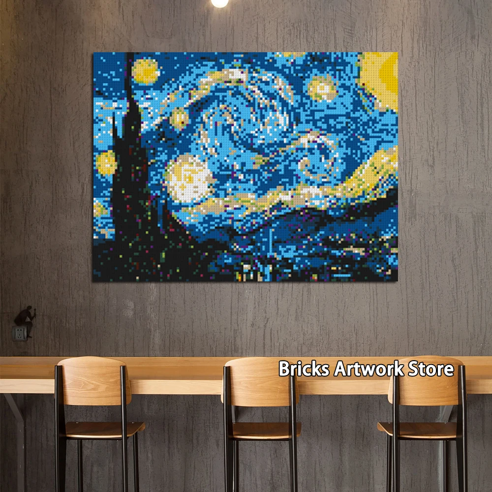 

Creative Pixel Art Mosaic Painting Post-Impressionism van gogh MOC Set DIY Model Building Blocks Toys Compatible Creative Gifts