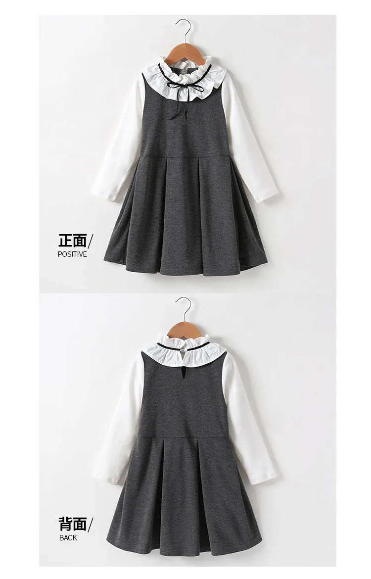 Back To School Cothing 2019 Cotton Long Sleeve Kids Dresses For Girls 2019 Children Girl White Grey Patchwork Dress Autumn 2019 4 5 6 7 8 9 10 11 12 13 14 15 years little teen  formal dress kids  (11).jpg