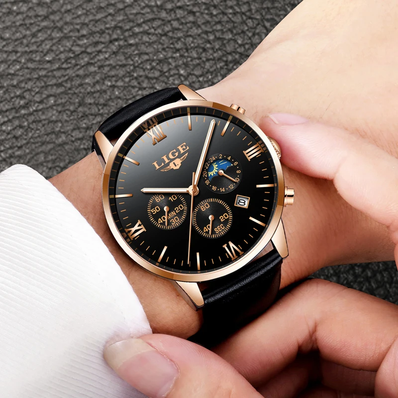 

Relojes Hombre Top Brand Luxury Men Watches Men's Business Quartz Watch Auto Date Waterproof Clock Relogio Masculino Gold Watch