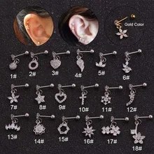 Feelgood 1Pc Cz Flower Cross Feather Heart Crown Piercing Helix Jewelry Ear Cartilage Earring Conch Tragus Stud