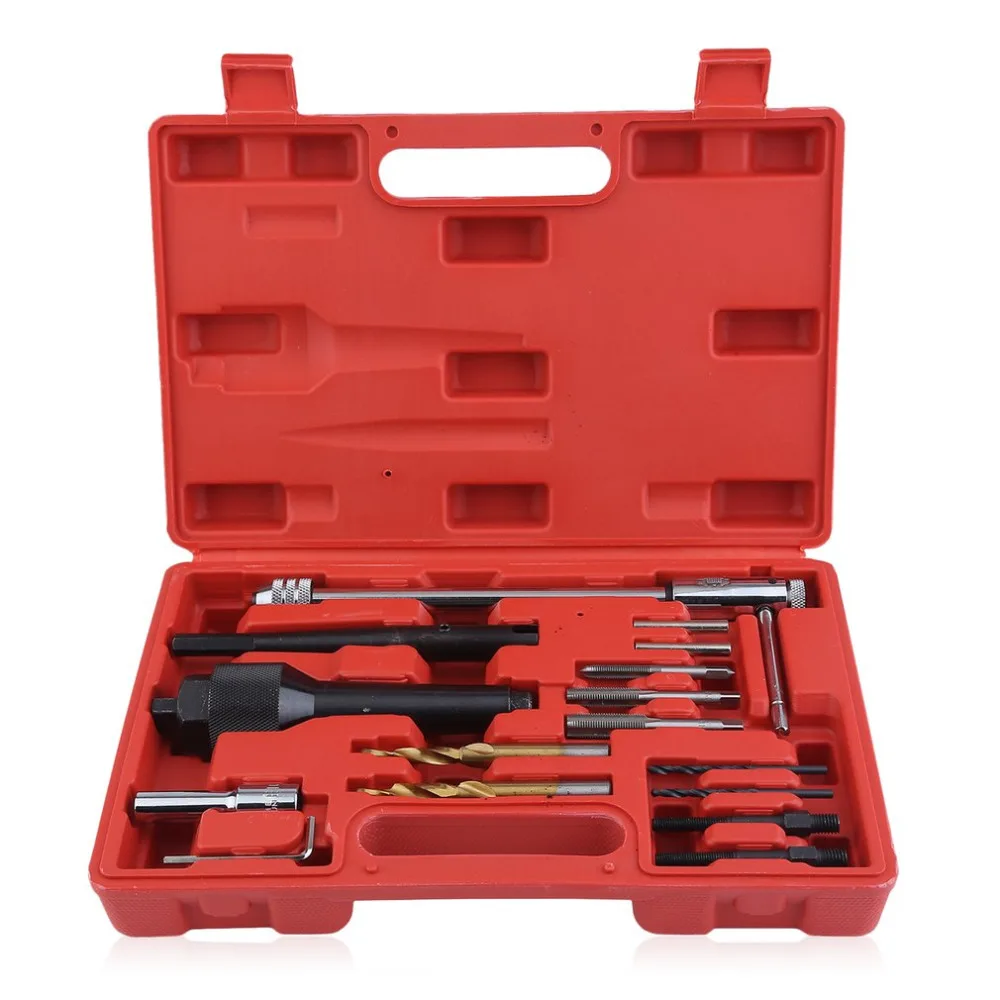 

16PCS Damaged Glow Plug Repair Drill Universal Thread Repair Drill Durable Electro-Thermal Plug Removal Tool Spark Plug Gap Tool