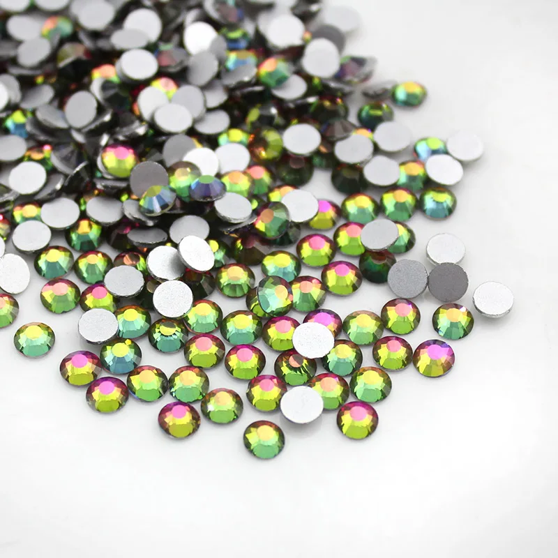 Большие размеры SS34(7,1 мм-7,3 мм) красочные кристаллы с не горячей фиксации стекло приклеиваемые на плоской основе горный хрусталь для одежды свадебное платье - Цвет: rainbow