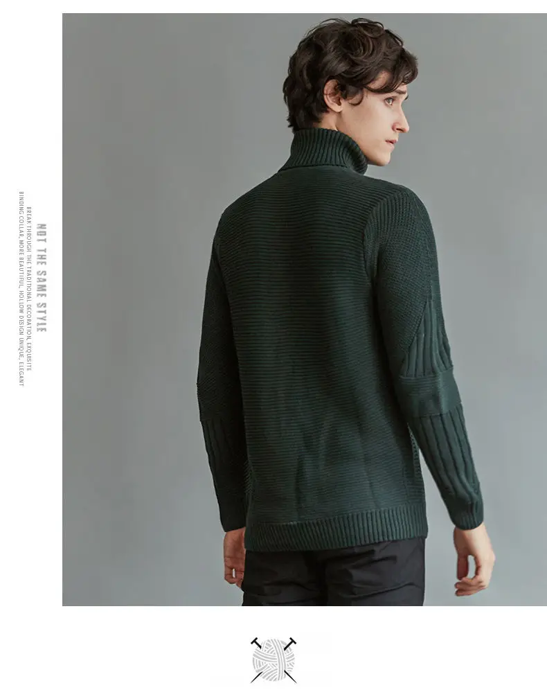 Winter Men Turtleneck Sweater Pullovers Winter Thick High-Neck Male Sweater Jumpers Cotton Man knitwear Autumn 2019 Fashion New 08