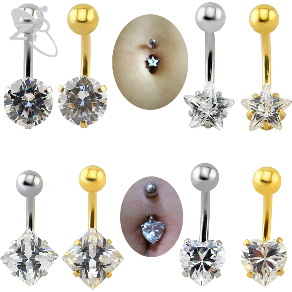 Charming Crystal Body Piercing Jewelry Gold/steel Color Belly Button