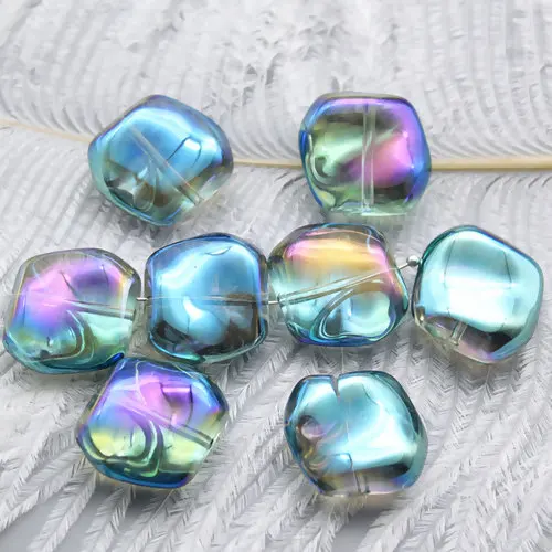 DoreenBeads светильник Lampwork из чешского стекла неправильной формы зеленый AB Радужный цвет около 19 мм x 17 мм, отверстие: около 1,2 мм, 10 шт - Цвет: Light Green