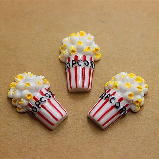 

10pcs Kawaii New Simulation Food Resin Popcorn Cup Miniature Art Flatback Cabochon Decoration Charm Craft,17*28mm