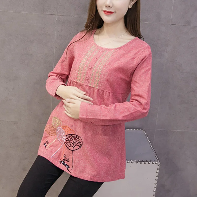 Nuevo Diseño de La Vendimia Blusa de Las Mujeres Embarazadas de Bordado Tops De Maternidad Embarazo Ropa de Maternidad de Algodón de La Blusa|maternity blouses designwomen maternity blouse - AliExpress