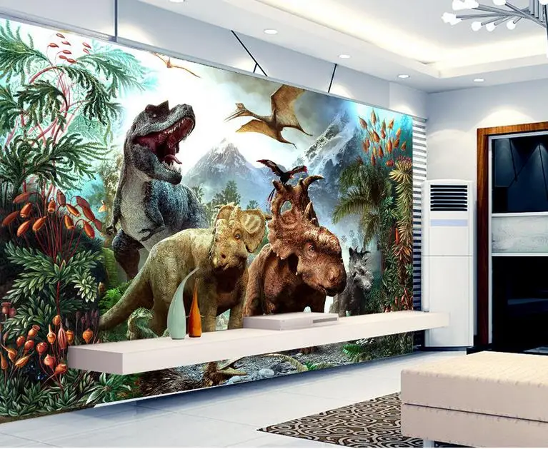3d mural wallpaper large dinosaurs photo custom non woven sticker room