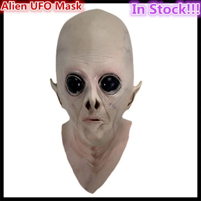 

Halloween Party Cosplay Realistic UFO Alien Full Adults Head Mask eco-friendly latex Creepy Extra Terrestrial ET Latex Full Mask