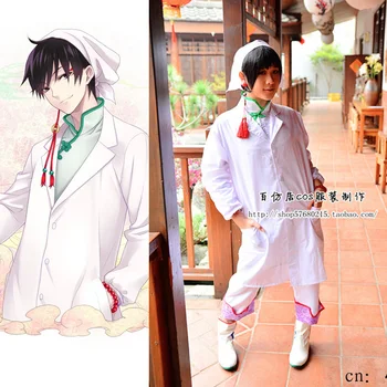 

Hot Anime Hoozuki no Reitetsu Cosplay Costume Unisex Hakutaku Doctor Cosplay Full Set White Men Women Suit For Halloween Party