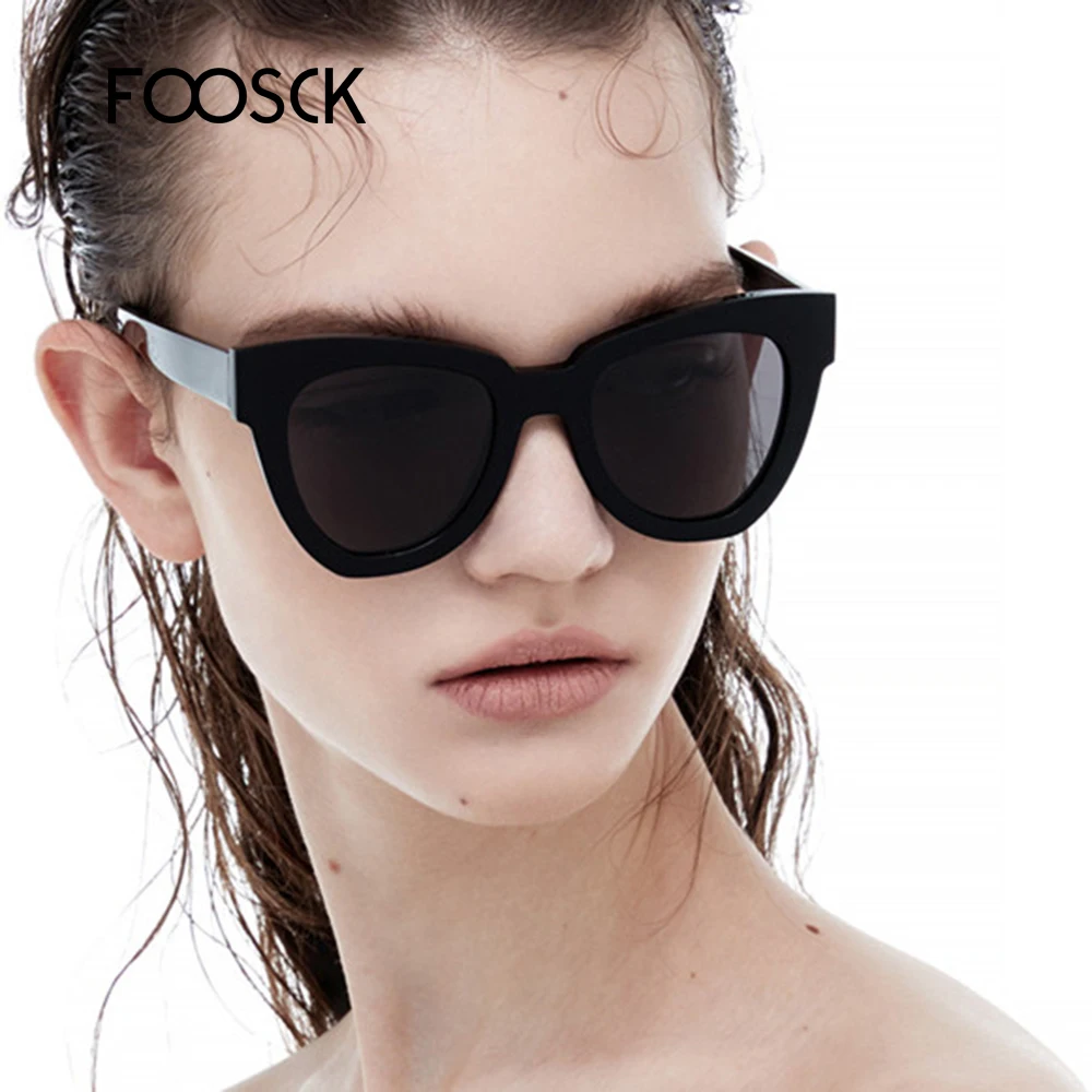FOOSCK кошачий глаз солнцезащитные очки женские брендовые дизайнерские Винтажные Солнцезащитные очки Модные Дамские кошачьи солнечные очки UV400