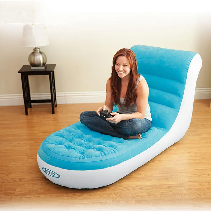 

Lazy Inflatable Sofa Flocked +PVC Air Sleep Sofa Bed for Single Lay Couch 100kg Bearing Backrest Seat 84*170*81cm
