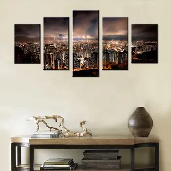 

New York City Skyscrape Bright Light Night Building Cityscape Giclee Art Modern Home Decoration Canvas Painting Wall Art Picture