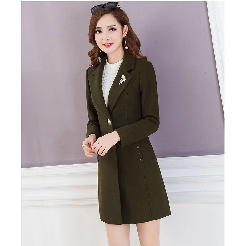

2019 new thick loose woolen coat women's solid color commuter long-sleeved woolen coat A254