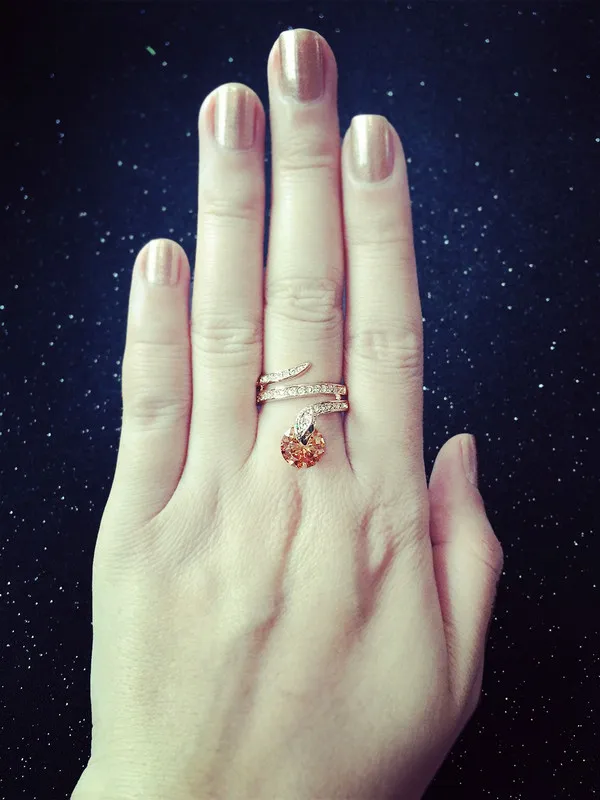 Top Quality R149 Snake Show Bead Ring Rose Gold Color Austrian Orange Crystals Full Sizes Rings for Women Wholesale - Image 4