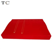 Высокий ранг золотые ювелирные изделия Дисплей лоток Стенд портативный витрина красный бархат стойка-держатель для хранения для Кулон ожерелье цепь показ