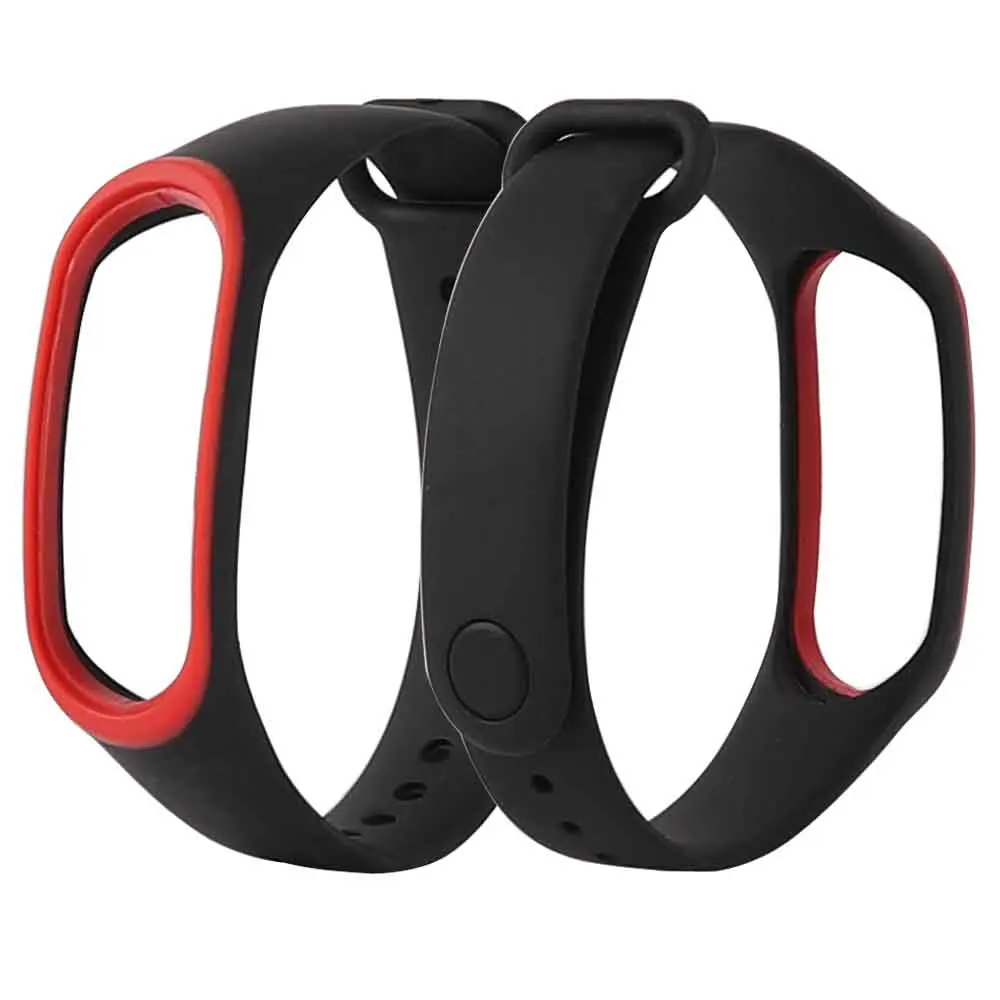 Duble color mi Band 3 4 сменный силиконовый ремешок на запястье Аксессуары Анти-потеря Спортивные ремни для Xiao mi 3 умный Браслет - Цвет: Black Red