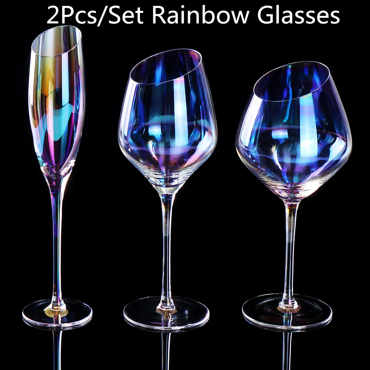 

3 Style Rainbow plated crystal glass wine Slanting glasses wineglass cup champagne glass Bar Hotel party home wedding Drinkware