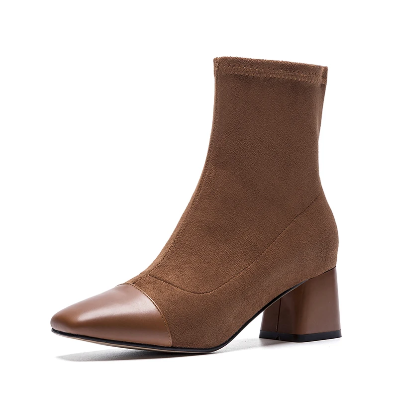 

2018 Women Winter Genuine Leather Boots Anti-slippery High Heels Shoe For Women Fashion Lady Girls Business Warm Autumn Footwear