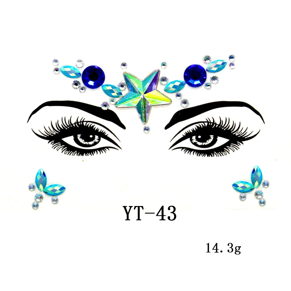 

Fashion Women DIy New Face Jewels Rhinestones Beauty Glitter Tattoo Electric Syllable Nightclub Party Performance Body Jewelry