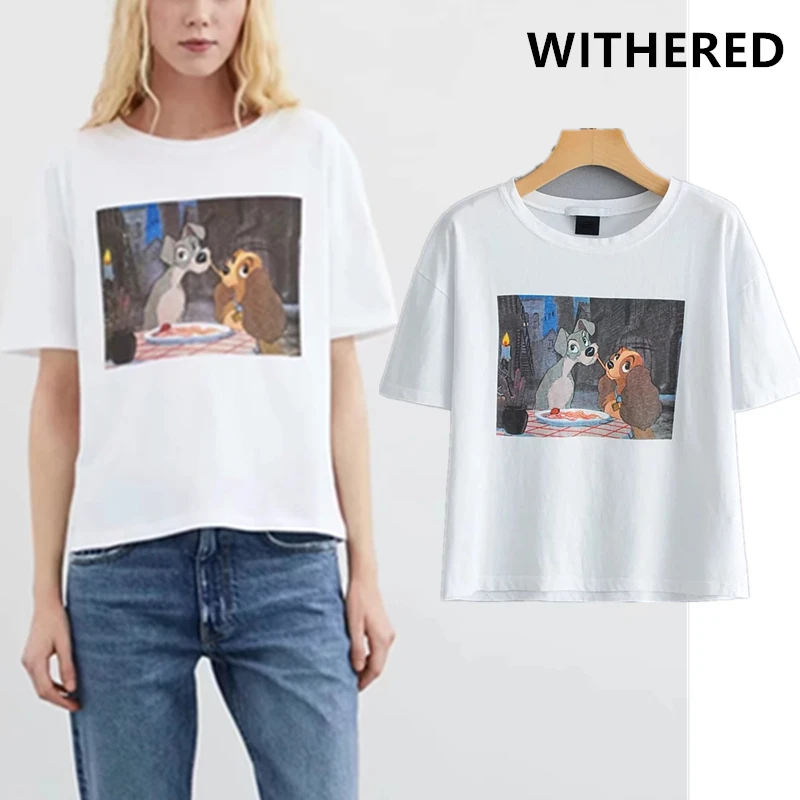 

Withered summer harakuju t shirt women england cartoon printing o-neck tshirts women tops camisetas verano mujer 2019
