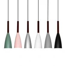 Nordic Pendant Lights For Home Lighting Modern Hanging Lamp Wooden Aluminum Lampshade LED Bulb Bedroom Kitchen Light Dining Room nordic pendant lights for home lighting modern hanging lamp acrylic lampshade led bulb living room bedroom pendant lamp 90 260v