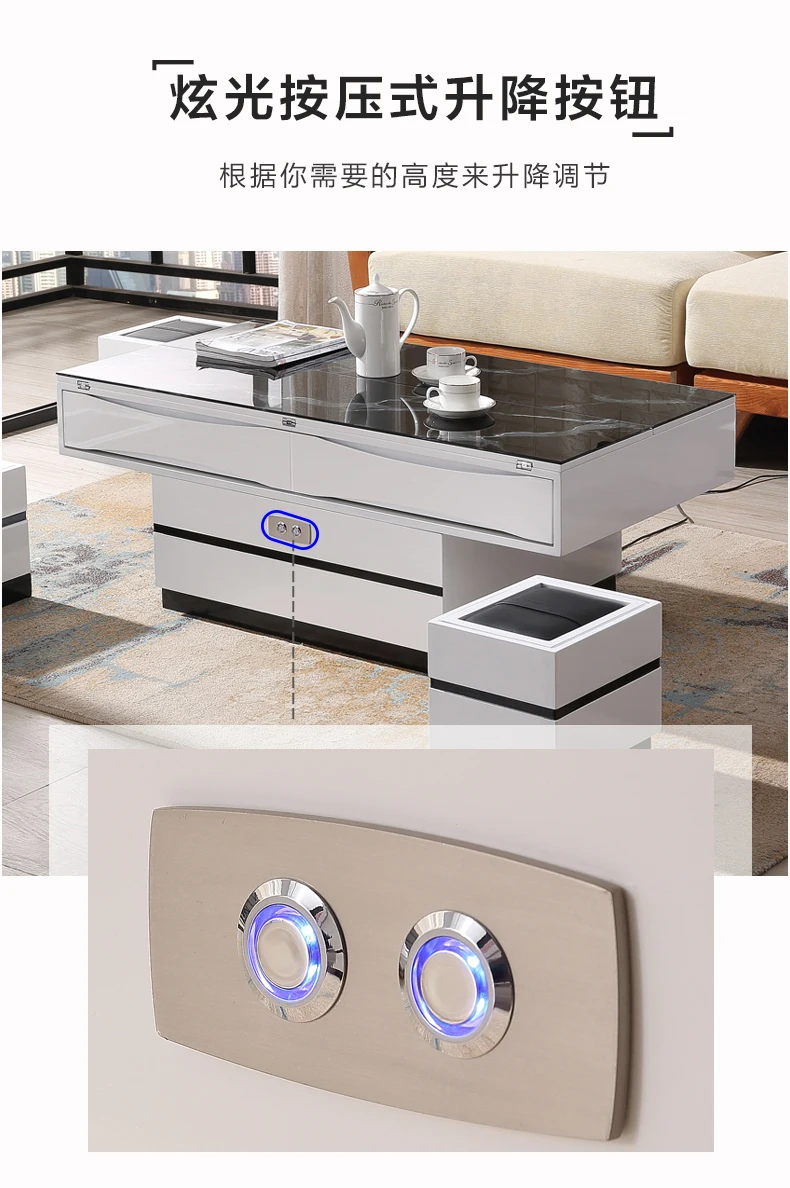  electric multifunction foldable Coffee Table Living Room liftable and lowerable minimalist rectangl