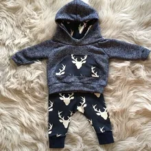 Baby Boy Clothes Infant clothes Cotton Long sleeve 2pcs suits Warm Outfits Deer Top Hoodie Top