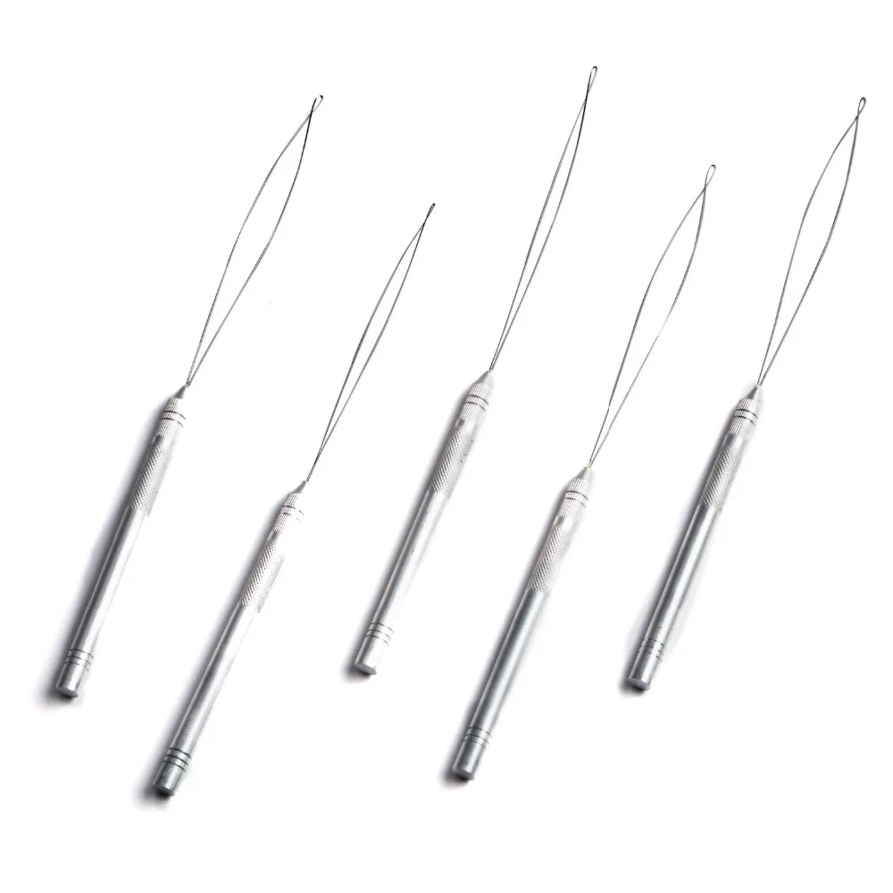 

Neitsi New 10pcs/lot Metal Handle Stainless Steel Needle Threader Hook Needle Pulling Tools For Micro Rings Hair Extensions