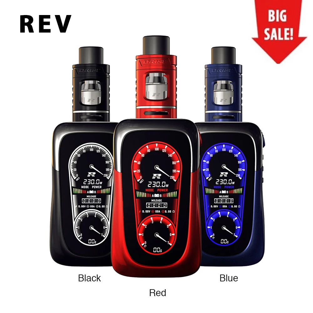 

Original REV GTS version 2 TC MOD 230W 2ml Drift Atomizer Tank New R1/R2/R3/R4 Cores & Faster Fire 0.002s Huge Power E-cig Kit