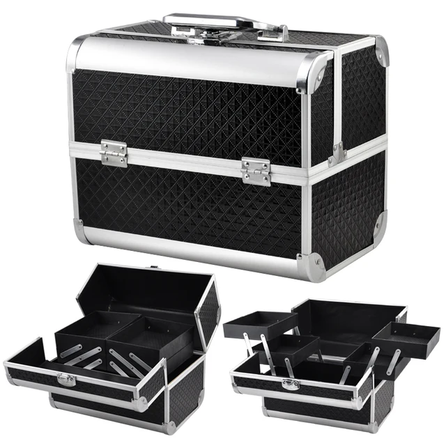 Large E Beauty Make Up Nail Tech Cosmetic Box Vanity Case Large E Beauty Make Up Nail Tech Cosmetic Box Vanity Case Storage Black