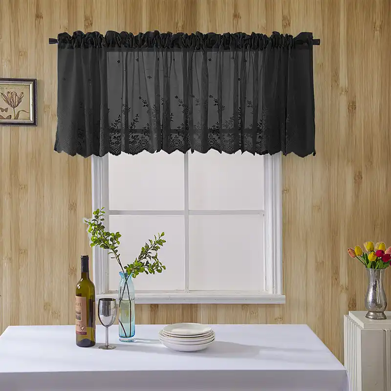 Modern Lace Jacquard Pelmet Door Tulle Window Curtains Hem Coffee
