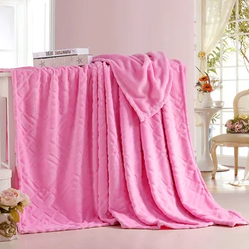 

Soft Warm Fleece Throw Soild Embossed Blanket on Couch/Bed/Travel/Office Beding Blanket Full Twin Size Pink Christmas Gift
